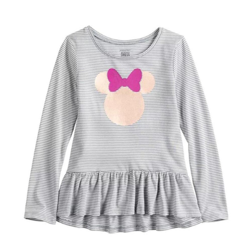 Disney Jumping Beans Girls Minnie Mouse Bow Long Sleeve Peplum Top Size 6X